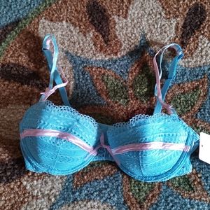 Rene Rofe Lace Blue Bra